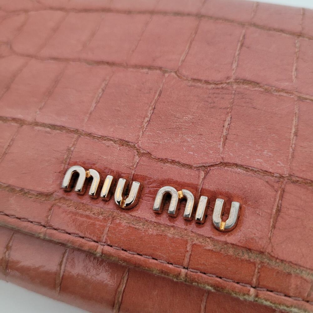 Miu Miu Croc-Embossed Leather Wallet in Light Brown - Picture 13 of 13